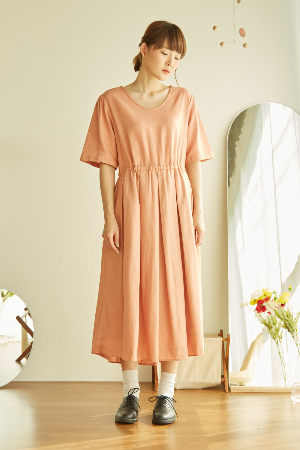 open lace back dress Daleyza Multi Color Long Sleeve Pleated Dress